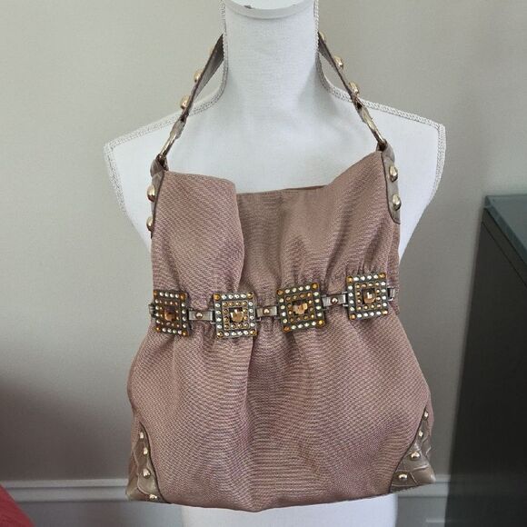 Kathy Van Zeeland Handbags - Elegant Tan Women's Bag with Studded Details